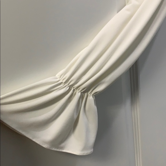 Express Off White, Ruffle, Cold Shoulder Top - Picture 3 of 4